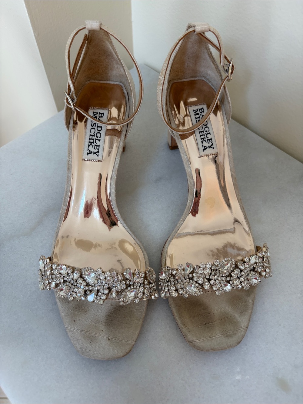 Badgley Mischka Jeweled Ankle-Strap Heels
